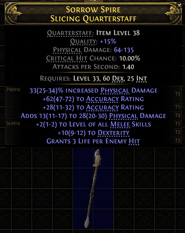Sorrow Spire Slicing Quarterstaff#66350