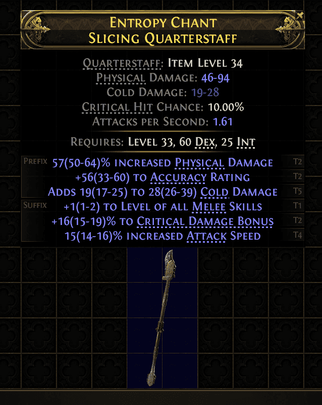 Entropy Chant Slicing Quarterstaff#32726