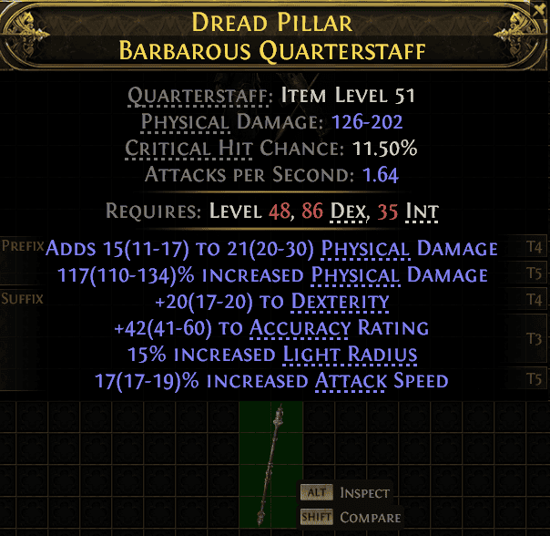 Dread Pillar Barbarous Quarterstaff#28697