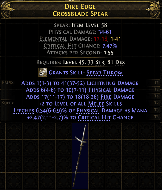 Dire Edge Crossblade Spear#284728