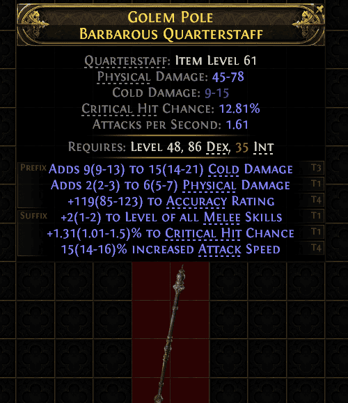 Golem Pole Barbarous Quarterstaff#287318