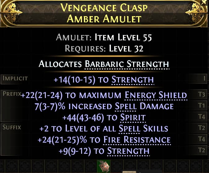 Vengeance Clasp Amber Amuet#224919