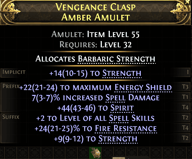 Vengeance Clasp Amber Amuet#224919