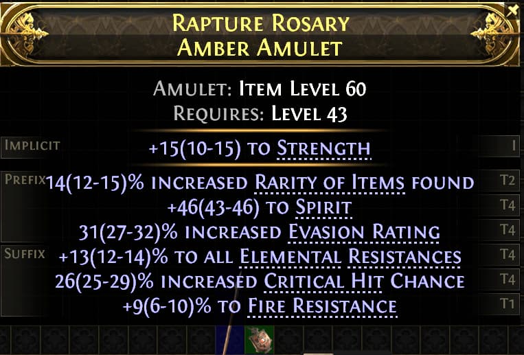 Rapture Rosary Amber Amulet#57425