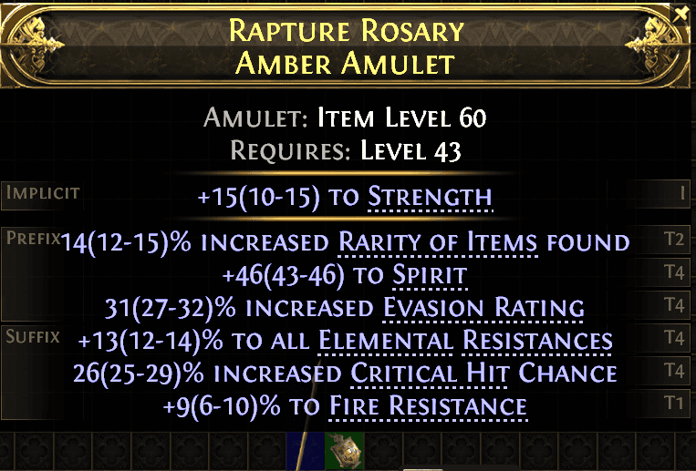 Rapture Rosary Amber Amulet#57425