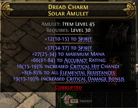 Dread Charm Solar Amulet#385258