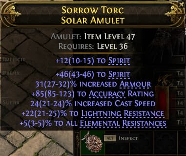 Sorrow Torc Solar Amulet#631468