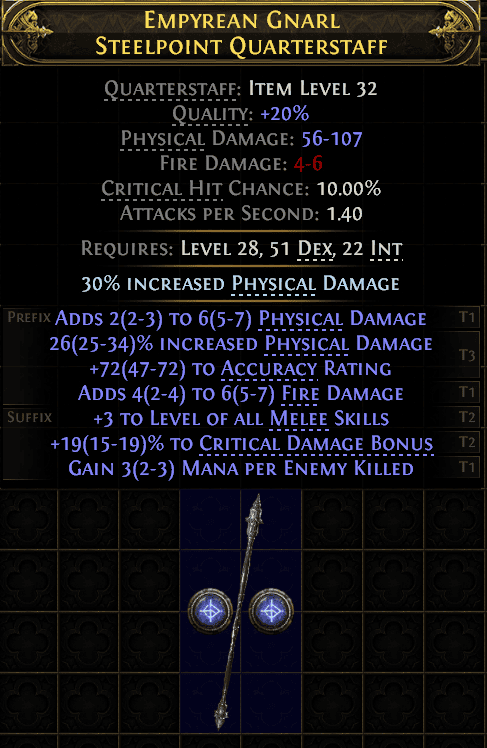 Empyrean Gnarl Steelpoint Quarterstaff#908584