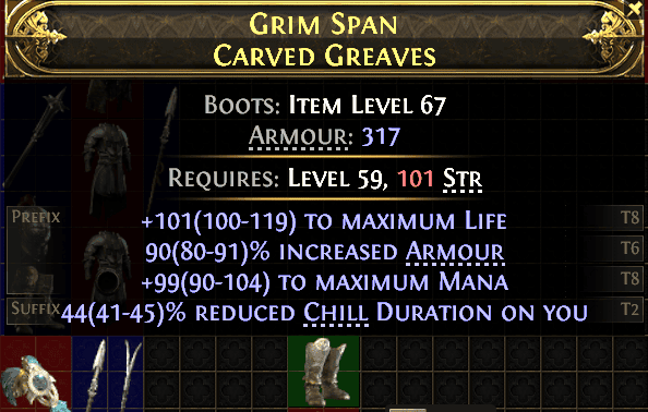 Grim Span Carved Greaves#273507