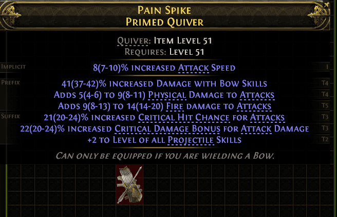 Pain Spike Primed Quiver#355800
