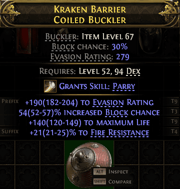 Kraken Barrier Coiled Buckler#311499