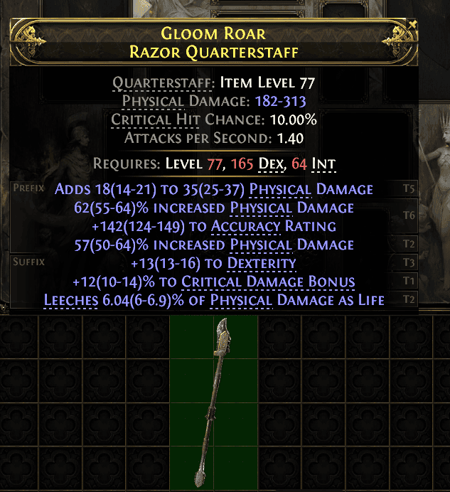 Gloom Roar Razor Quarterstaff#304018