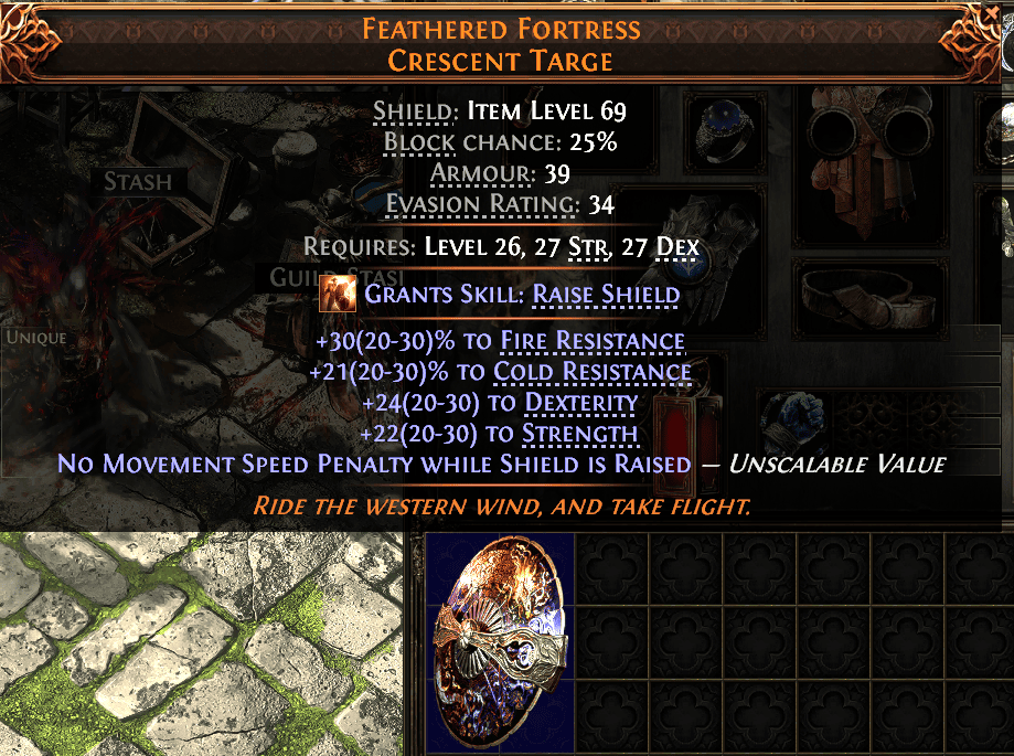Feathered Fortress Crescent Targe#490543