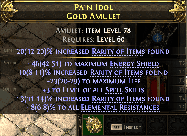 Pain Idol Gold Amulet#377341