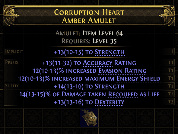 Corruption Heart Amber Amulet#628165