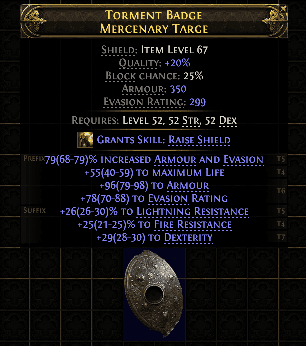 Torment Badge Mercenary Targe#211990