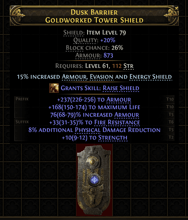 Dusk Barrier Goldworked Tower Shield#971679