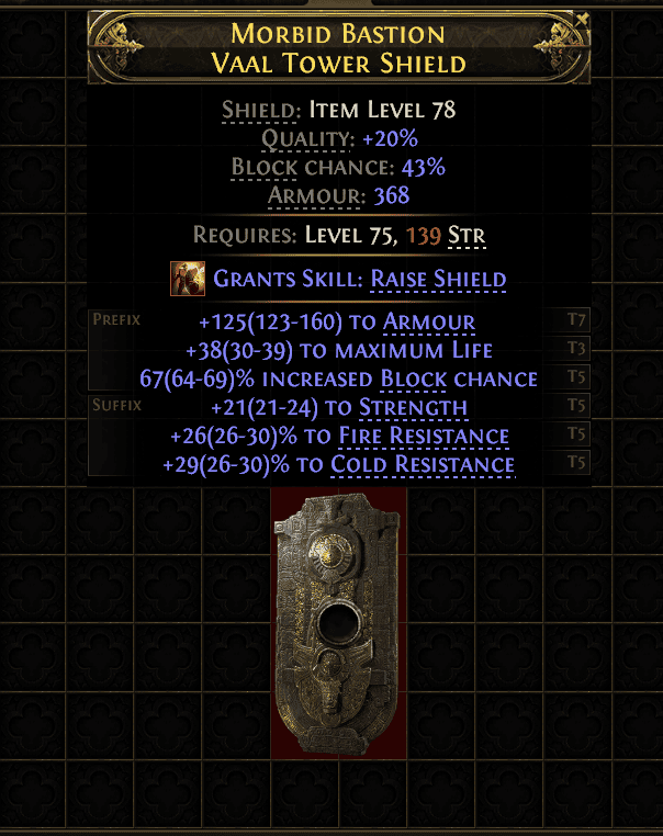 Morbid Bastion Vaal Tower Shield#667314