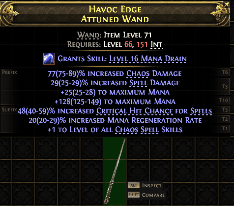 Havoc Edge Attuned Wand#608989