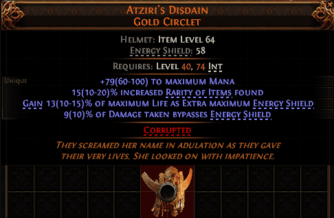 Atziri'S Disdain Gold Circlet#154114