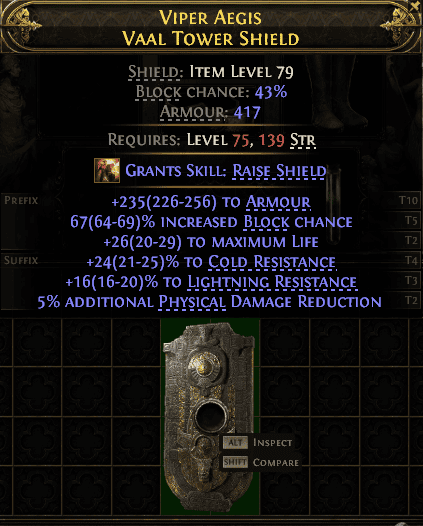 Viper Aegis Vaal Tower Shield#364935