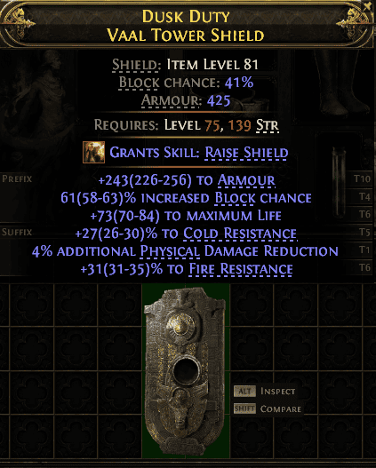 Dusk Duty Vaal Tower Shield#439692