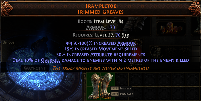 TRAMPLETOE TRIMMED GREAVES