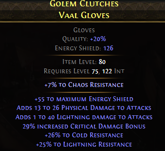 Golem Clutches Vaal Gloves