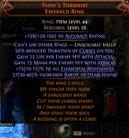 THIEF'S TORMENT EMERALD RING
