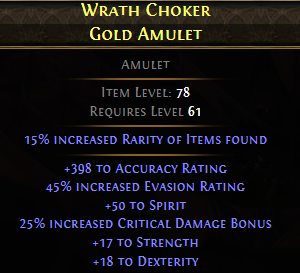 WRATH CHOKER GOLD AMULET