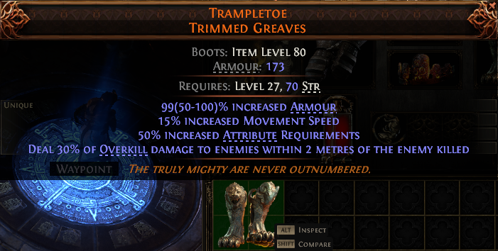 TRAMPLETOE TRIMMED GREAVES