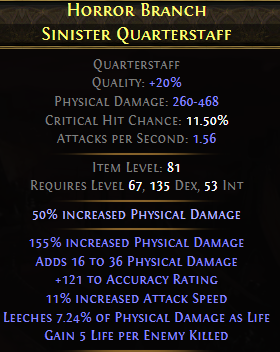 Horror Branch Sinister Quarterstaff