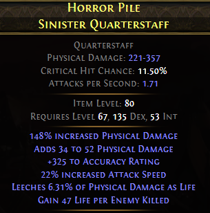 Horror Pile Sinister Quarterstaff