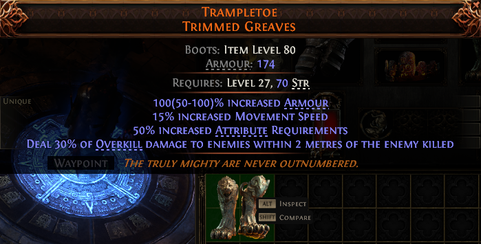 TRAMPLETOE TRIMMED GREAVES