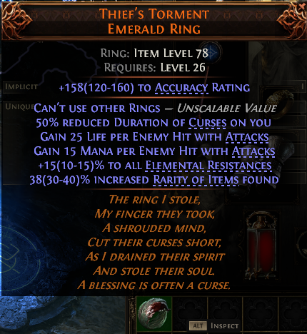 THIEF'S TORMENT EMERALD RING