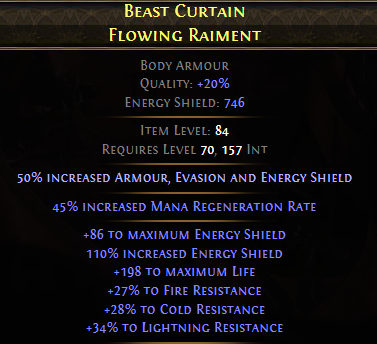 BEAST CURTAIN FLOWING RAIMENT