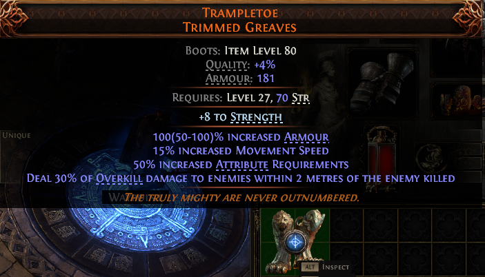 TRAMPLETOE TRIMMED GREAVES