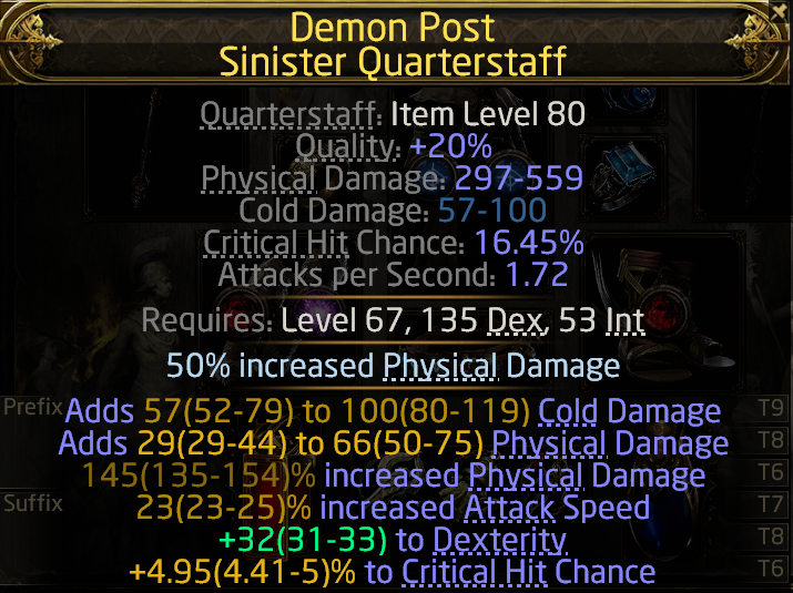 Demon Post Sinister Quarterstaff