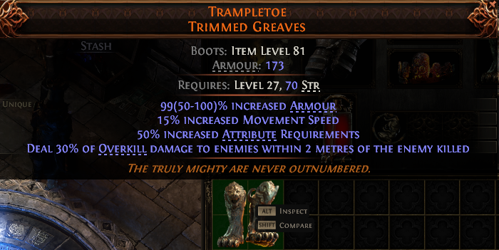 TRAMPLETOE TRIMMED GREAVES