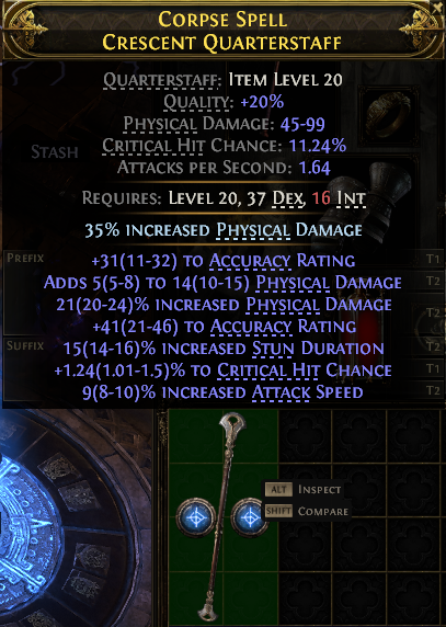 CORPSE SPELL CRESCENT QUARTERSTAFF