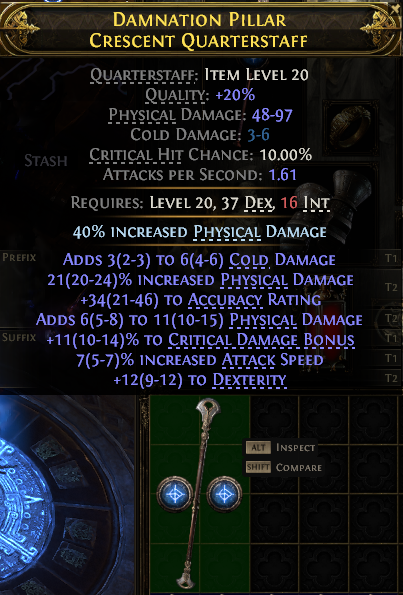 DAMNATION PILLAR CRESCENT QUARTERSTAFF
